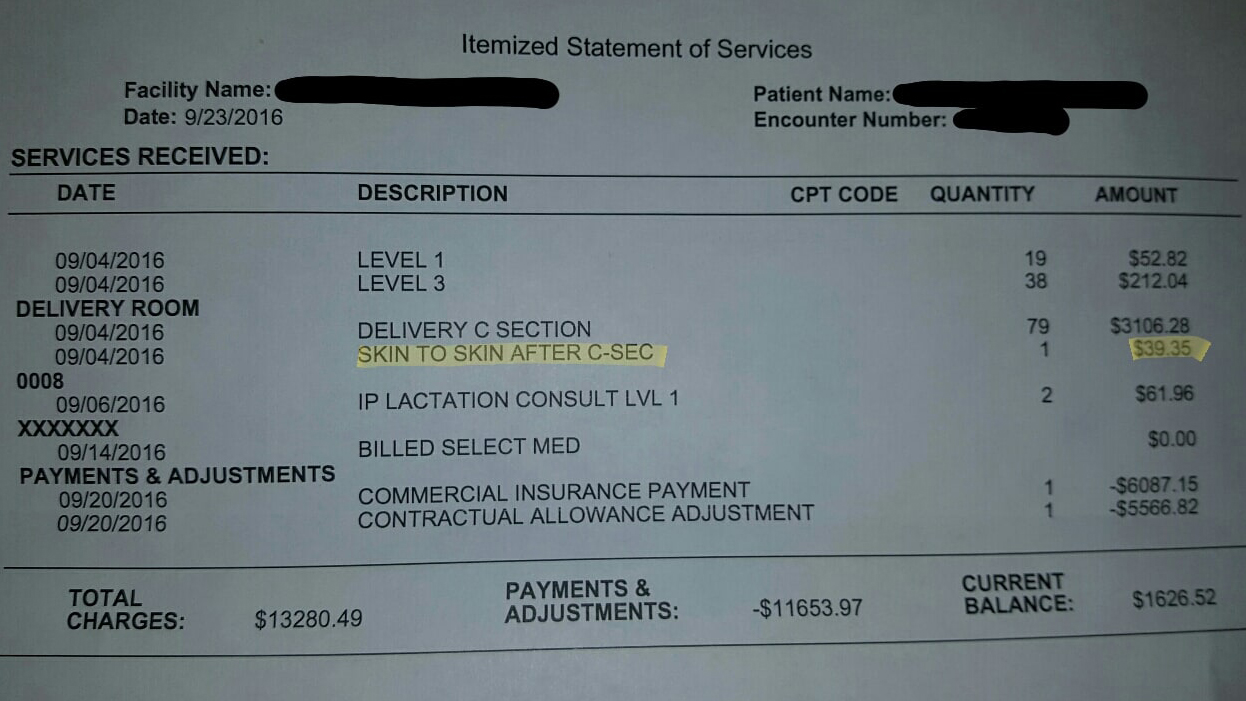 $40 fee for holding the baby after its delivery