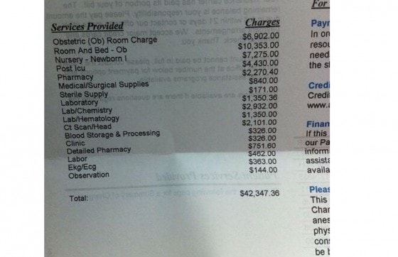 $42,000 bill for uninsured childbirth expenses