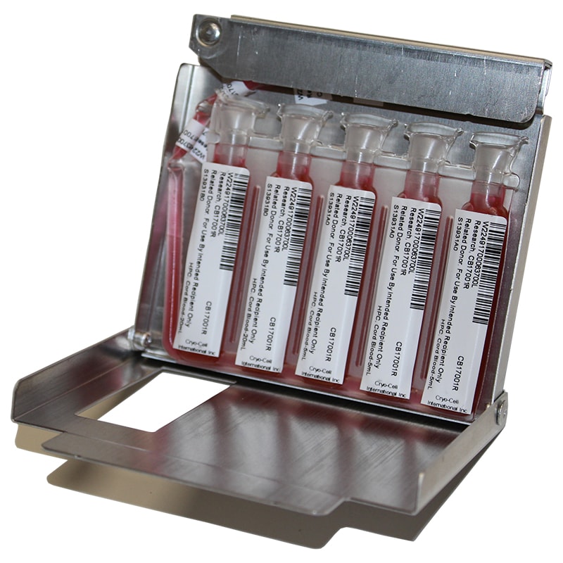 sanguíneas estaminales de 5 cámaras en un casete de metal
