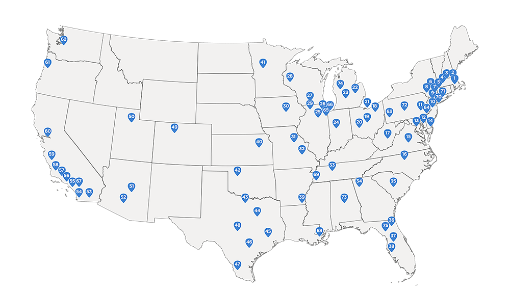 Transplant centers across U.S. that have used our blood