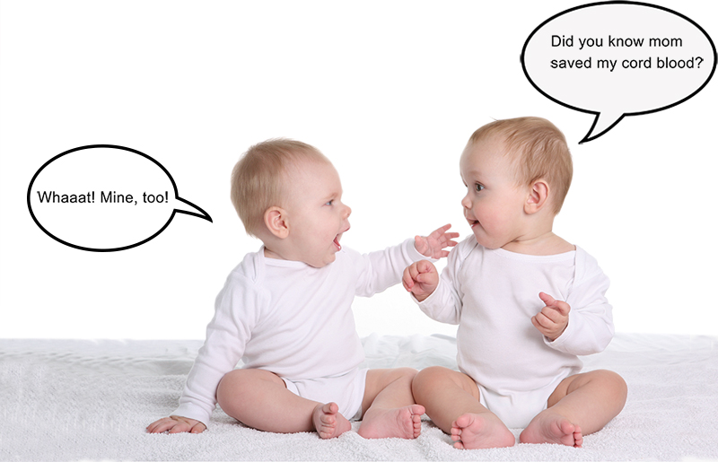 cute twins discussing cord blood