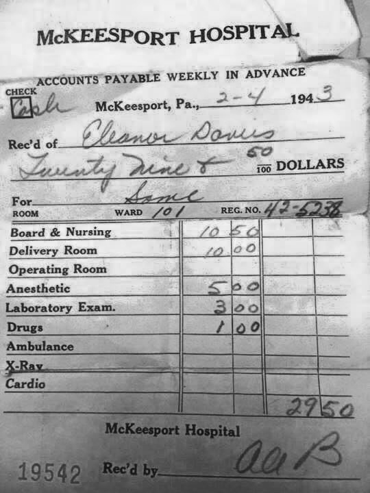 Delivery bill from 1943. Total of $29.50.