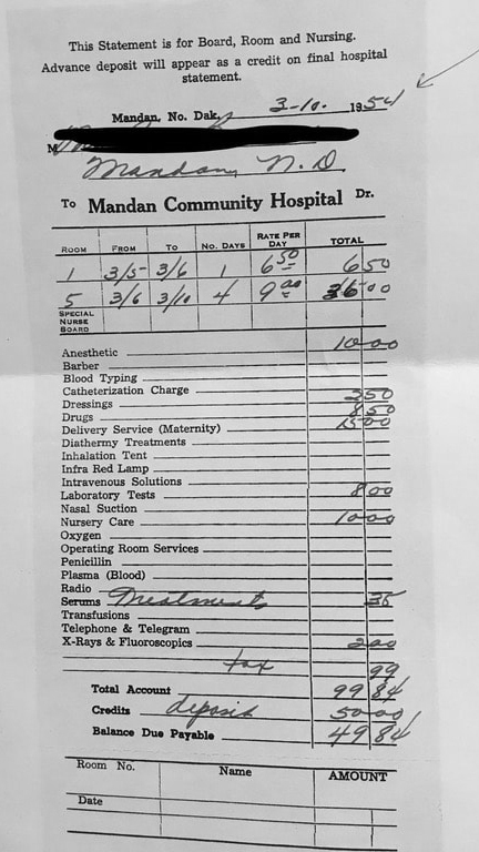 This five-day hospital stay cost nearly $100 in 1954